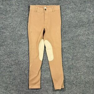 Elation Womens Equestrian Riding Breeches Size 16 Tan Knee Patch Stretch Pants